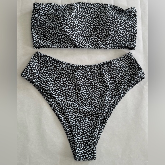 Black and White Polka Dot Bikini Set - Picture 1 of 6